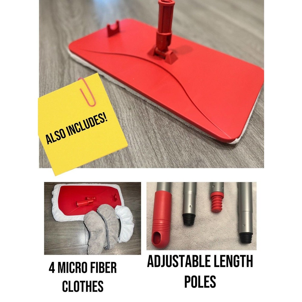 Kitchen Dust Microfiber Kitchen Floor Mop 4 Clothes Adjustable Size Pole Swiffer